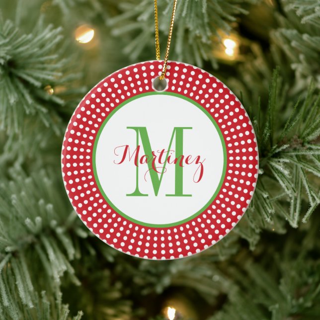 Weihnachtsfeier Monogram Foto Ornament (Baum)