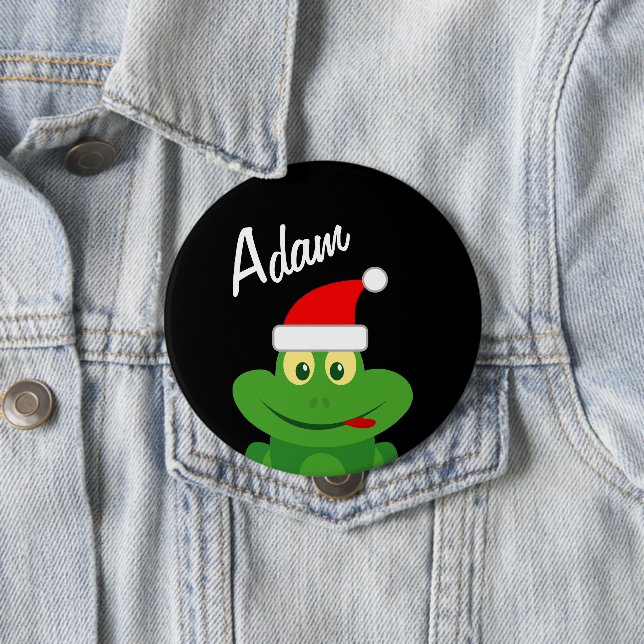 Weihnachtsfeier Namensbuttons mit lustigem Santa-F Button (Beispiel)