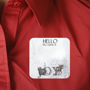 Weihnachtsfeier Namensschild Abzeichen Freude Schn Quadratischer Aufkleber