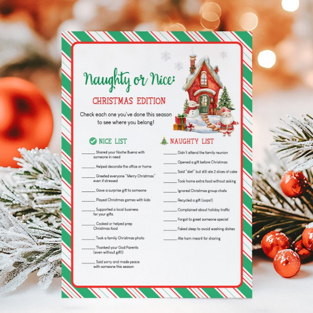 Weihnachtsfeier Naughty oder Nice Spiel Feiertagskarte (Christmas Party Games)
