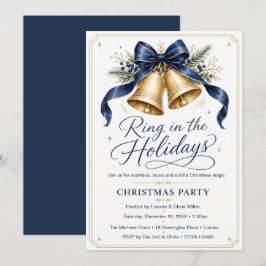 Weihnachtsfeier Navy Gold Einladung