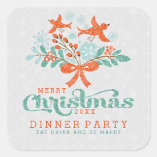 Weihnachtsfeier & Niedliches Party Quadratischer Aufkleber