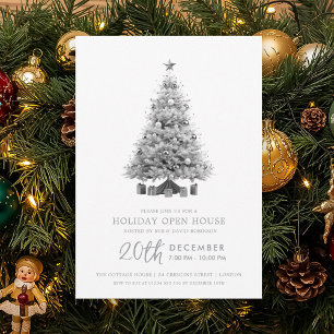 Weihnachtsfeier Offenes Haus Silberner Weihnachtsb Einladung