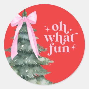 Weihnachtsfeier Oh, Was Für Ein Spaß Pink Runder Aufkleber