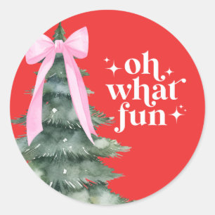 Weihnachtsfeier Oh, Was Für Ein Spaß Pink Runder Aufkleber