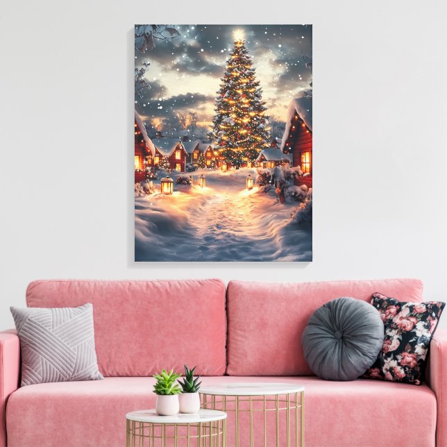 Weihnachtsfeier - Ölgemälde Leinwanddruck (Insitu (Wohnzimmer))