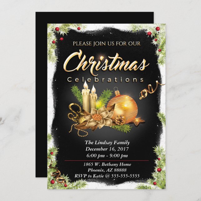 Weihnachtsfeier Party Einladung (Vorne/Hinten)