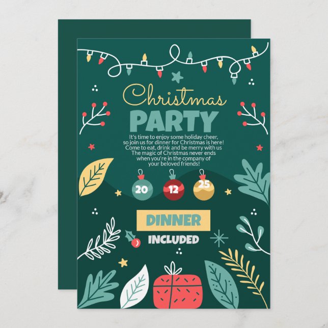 Weihnachtsfeier, Party Einladung (Vorne/Hinten)