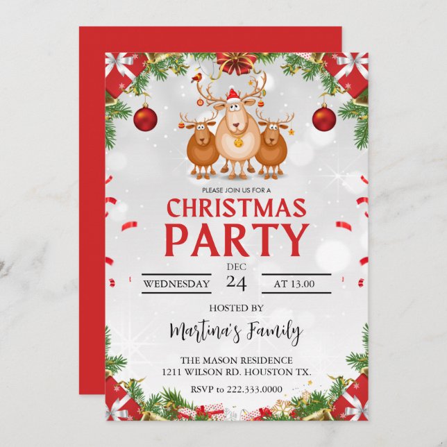 Weihnachtsfeier Party Einladung (Vorne/Hinten)