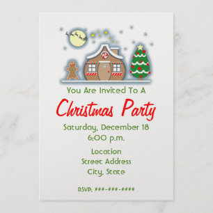 Weihnachtsfeier Party Einladung - Lebkuchenhaus