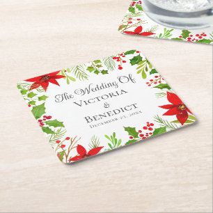 Weihnachtsfeier Personalisiert Rechteckiger Pappuntersetzer