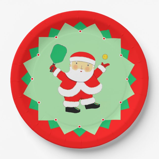 Weihnachtsfeier Pickleball Party Pappteller (Vorderseite)