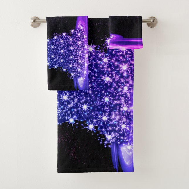 Weihnachtsfeier Pink Blau Baum Winter Schwarz Rust Badhandtuch Set (Insitu)