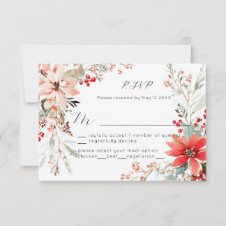 Weihnachtsfeier Poinsettia Blumen Hochzeit RSVP Karte