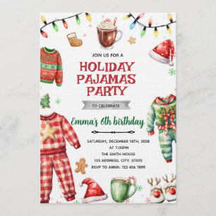 Weihnachtsfeier-Pyjama-Party-Einladung Einladung