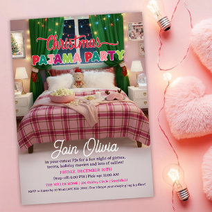 Weihnachtsfeier-Pyjama-Party-Einladung Einladung