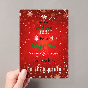 Weihnachtsfeier-Pyjamas und Pfannkuchen-Familienpa Acryleinladungen