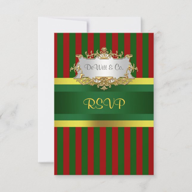 Weihnachtsfeier Red Gren Gold UAWG RSVP Karte (Vorderseite)