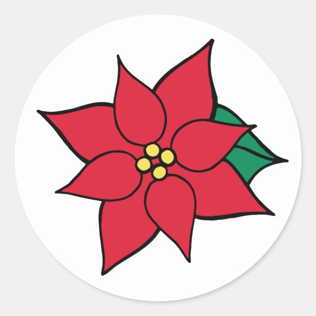 Weihnachtsfeier Red Poinsettia Aufkleber (Vorderseite)