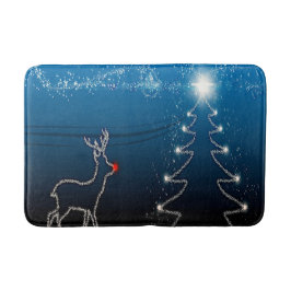 Weihnachtsfeier Rentier Baum Blauer Himmel Glänzen Badematte