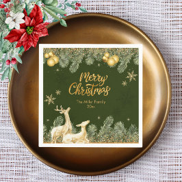 Weihnachtsfeier Rentiere und Schneeflocken Serviette