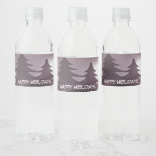 Weihnachtsfeier Rosa Bäume Feiertag Winter Elegant Wasserflaschenetikett