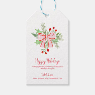 Weihnachtsfeier Rosa-Bow-Geschenk-Tag Geschenkanhänger