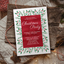 Weihnachtsfeier Rot Aquarell Botanisch