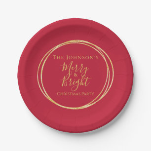 Weihnachtsfeier Rot Gold Pappteller