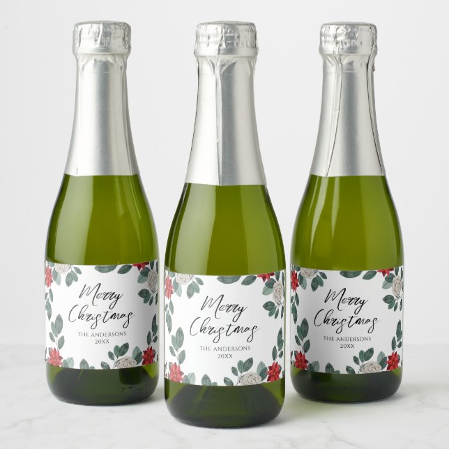 Weihnachtsfeier Rot Grün Floral (Flaschen)