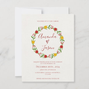 Weihnachtsfeier Rote Grüne Blumenhochzeit Einladung