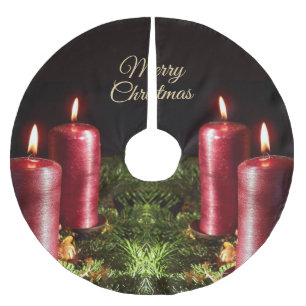 Weihnachtsfeier rote Kerzen Schwarz Polyester Weihnachtsbaumdecke
