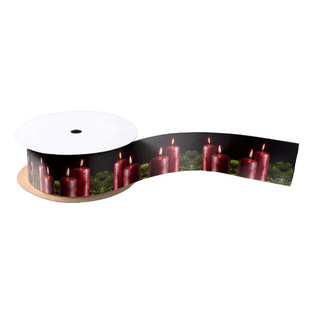Weihnachtsfeier rote Kerzen schwarz           Satinband (Spule)