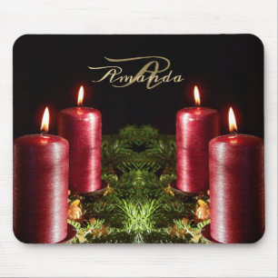 Weihnachtsfeier Rote Kerzen Winterfeiertage Mousepad