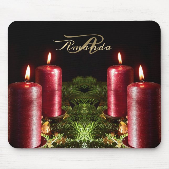 Weihnachtsfeier Rote Kerzen Winterfeiertage Mousepad (Vorne)