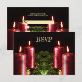 Weihnachtsfeier Rote Kerzen Winterfeiertage RSVP Karte