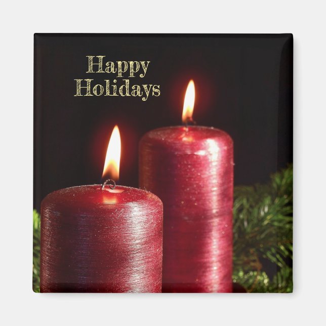 Weihnachtsfeier Rote Kerzen Winterferien Magnet (Vorne)