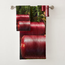 Weihnachtsfeier Rote Kerzen Winterurlaub Badhandtuch Set