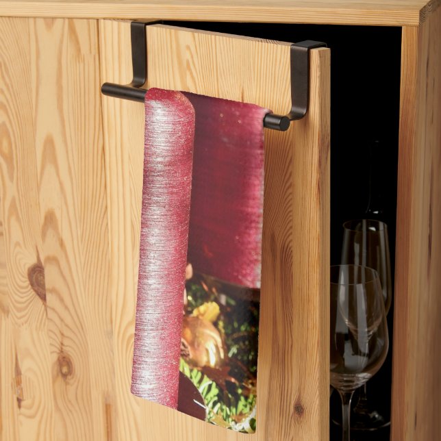 Weihnachtsfeier Rote Kerzen Winterurlaub Geschirrtuch (Drittel gefaltet)