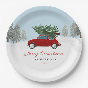 Weihnachtsfeier roter LKW Weihnachten Party Papier Pappteller
