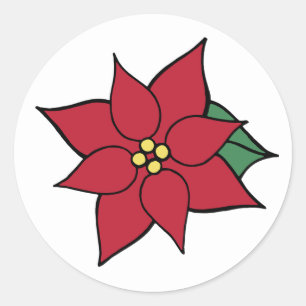 Weihnachtsfeier Roter Poinsettien-Sticker Runder Aufkleber
