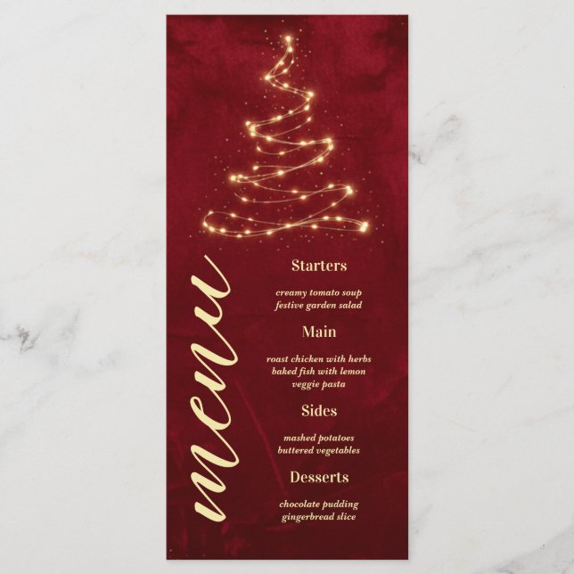 Weihnachtsfeier Roter Samt mit Baum Manu Karte (Vorderseite)