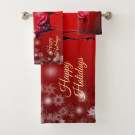 Weihnachtsfeier Rotes Rentier Winterferien Badhandtuch Set
