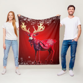 Weihnachtsfeier rotes Rentier Winterferien Fleecedecke