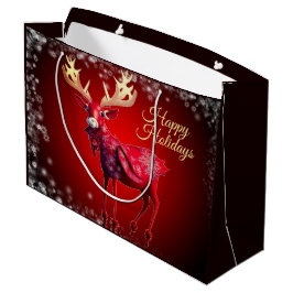 Weihnachtsfeier Rotes Rentier Winterferien Große Geschenktüte