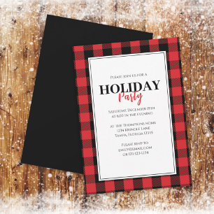 Weihnachtsfeier Rustic Buffalo Kariert Einladung
