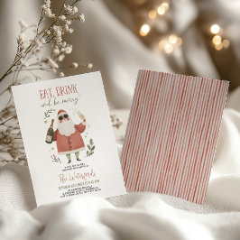 Weihnachtsfeier Santa Essen Trinken Fröhlich sein Einladung