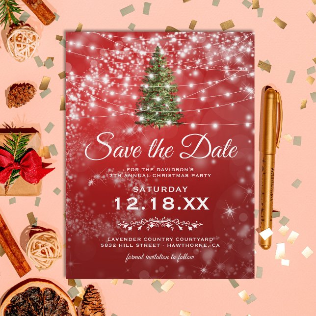 Weihnachtsfeier Save the Date Ankündigungspostkarte (Von Creator hochgeladen)