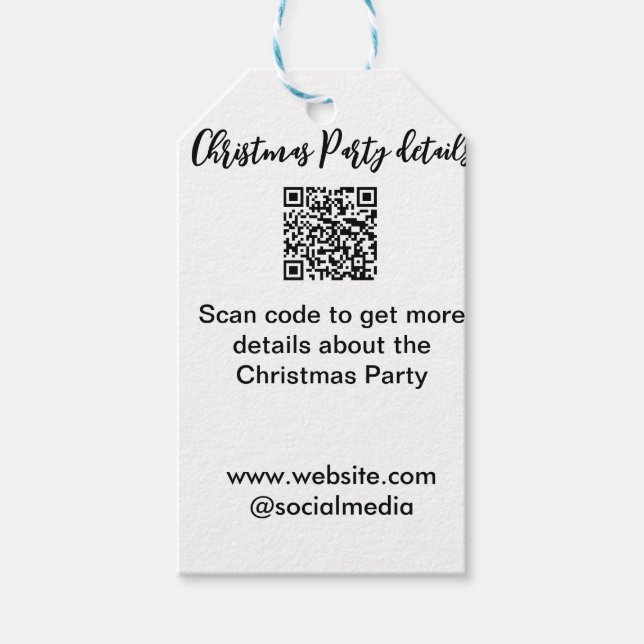 Weihnachtsfeier Scan QR-Code Details Website Socia Geschenkanhänger (Vorderseite)