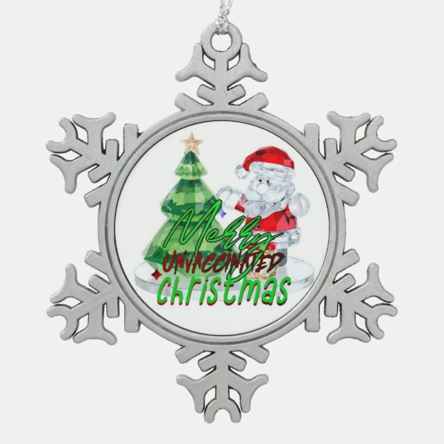 Weihnachtsfeier Schneeflocken Zinn-Ornament (Vorderseite)